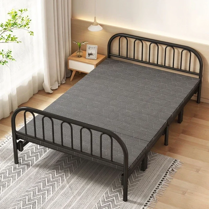 Folding Bed Single Double Metal Frame Durable Easy Assembly Ideal Dorm Hostel Guest Room Compact Folding Bed Foldable Bed Frame