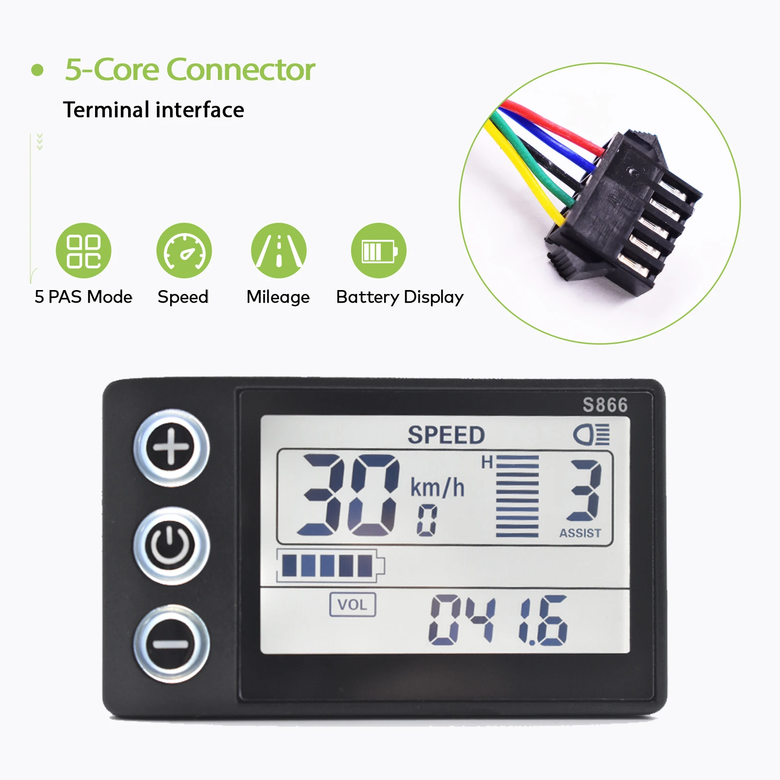 S866 24 V/36 V/48 V/60 V Elektrische Fietsen Snelheidsmeter Digitale Groot Scherm Waterdichte Backlight Bedrade Fiets Kilometerteller Fietscomputer