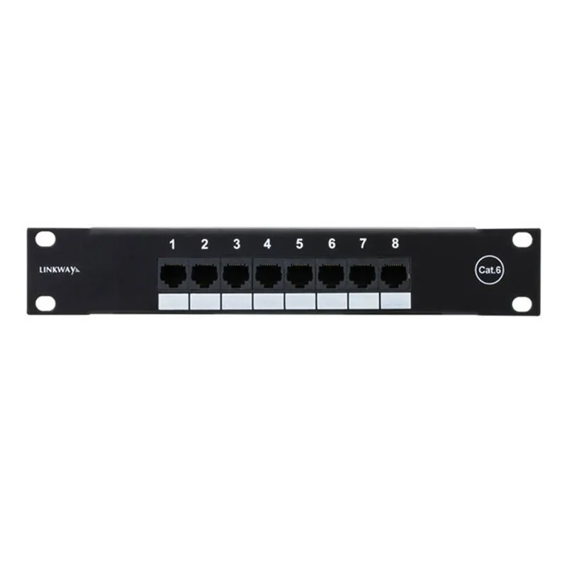 Network Adapter 8 Port CAT6 Patch Panel 10 Inch 1U Rack Mount for Household Distribution Frame Weak Current Box RJ45 8P8C Socket