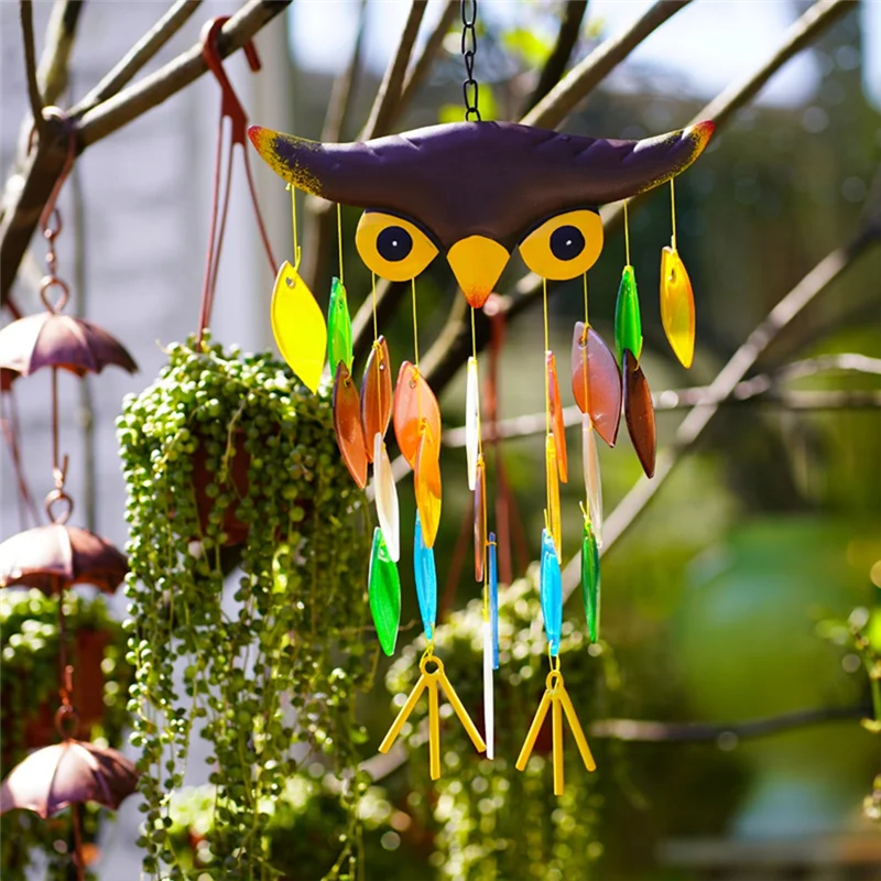

FAAJ-Owl Wind Bell, Iron Folk Art Owl Model Design Wind Chimes For Wall Hanging Home Art Decor, Beautiful Apartment Room