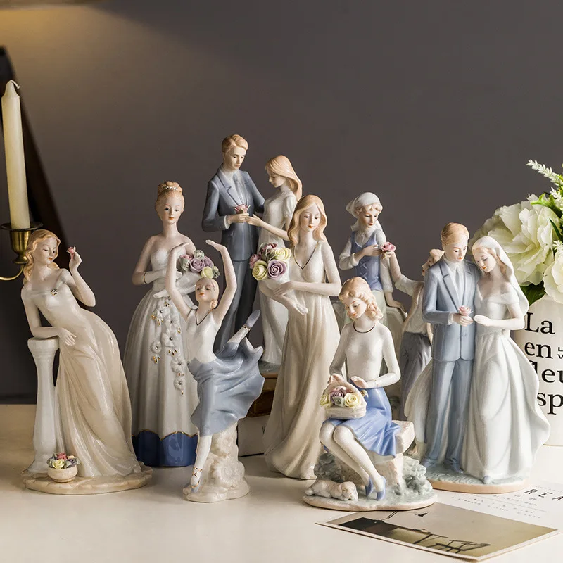 Décorations nordiques, ornements de caractère, maison moderne, salon, chambre à coucher, armoire à vin, ornements en céramique d'entrée, cadeau de mariage