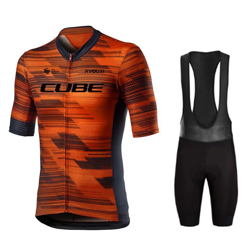 Rvouei Cube Team Wielertrui Sets Korte Mouw Zomer Fietskleding Ademend MTB Fiets Bib Pak Maillot Ropa Ciclismo