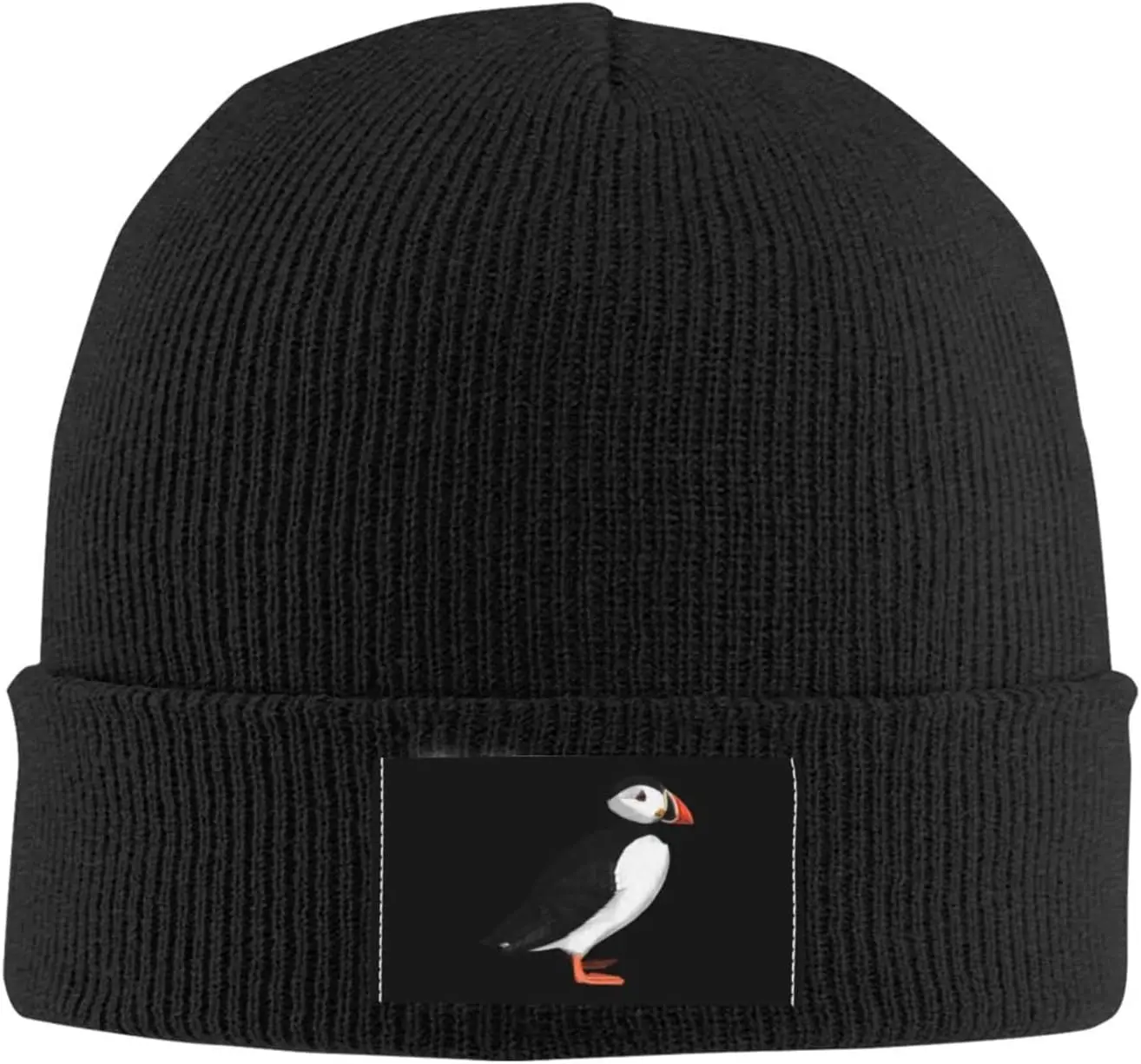 Puffin Bird Winter Beanie Hat for Men & Women - Daily Knit Cap - Warm & Soft Stylish Skull Caps Black