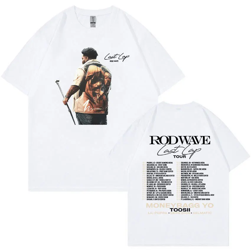 Rapper Rod Wave Laatste Ronde Tour 2024 Print T-Shirt Mannen Hiphop Kleding Oversized Katoen T-Shirts Retro Fashion Hoge Kwaliteit T-Shirts