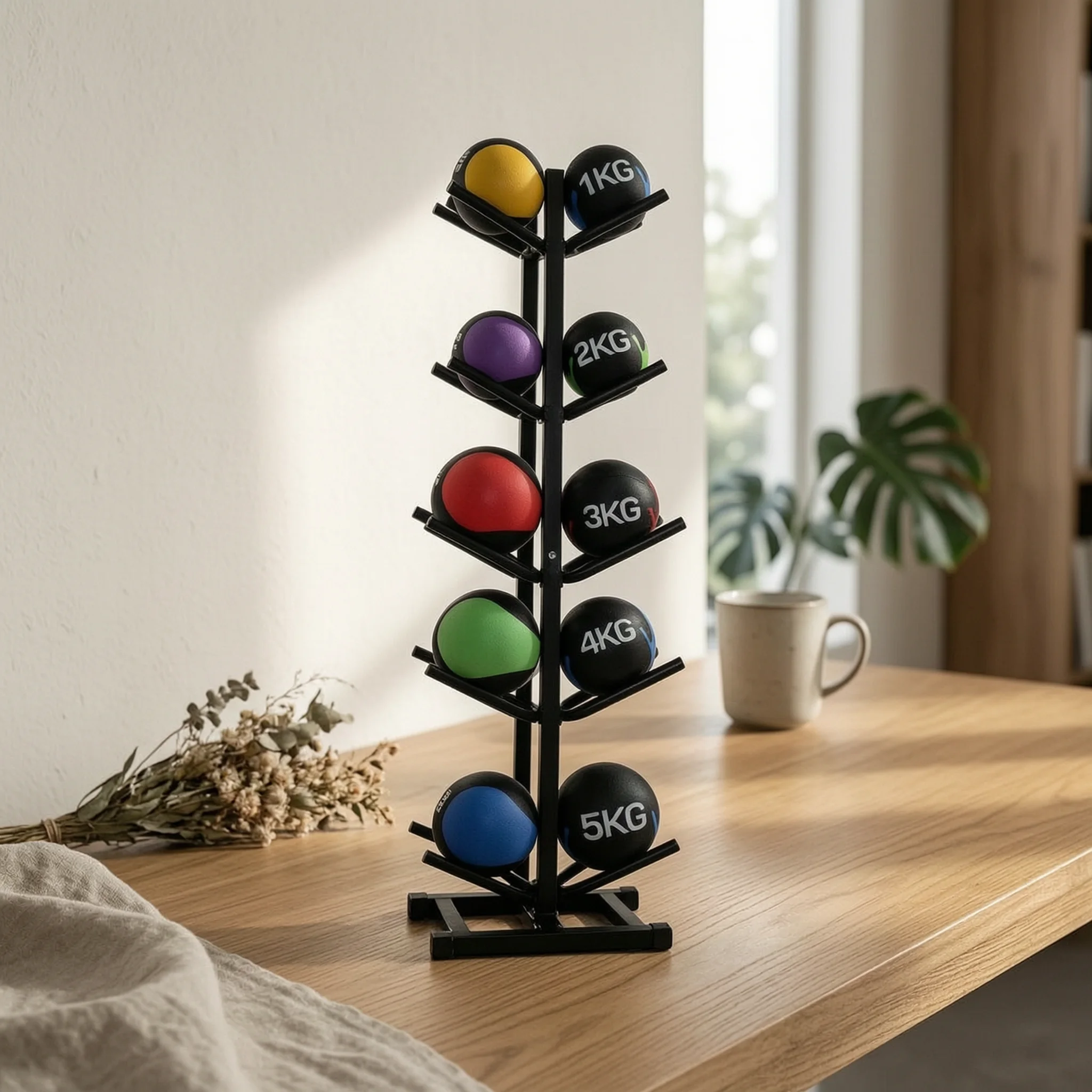 

Upright Steel Double-row Ball Rack Space-saving Sports Storage Stand for Family Practice Garage