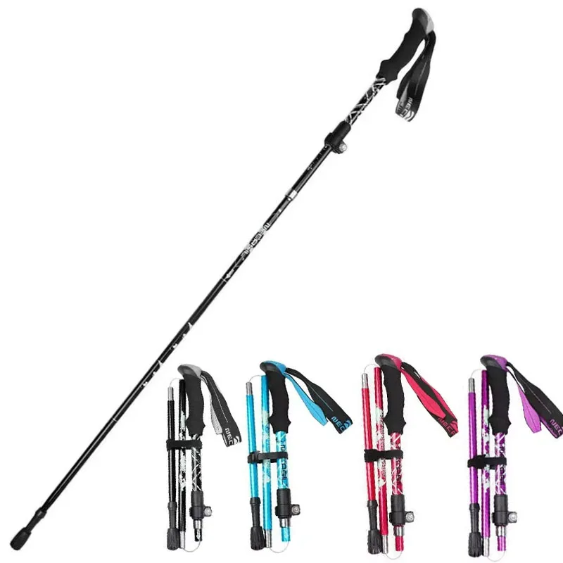 2 palos de trekking ajustables ultraligeros, bastones de senderismo, bastones de alpinismo para exteriores.