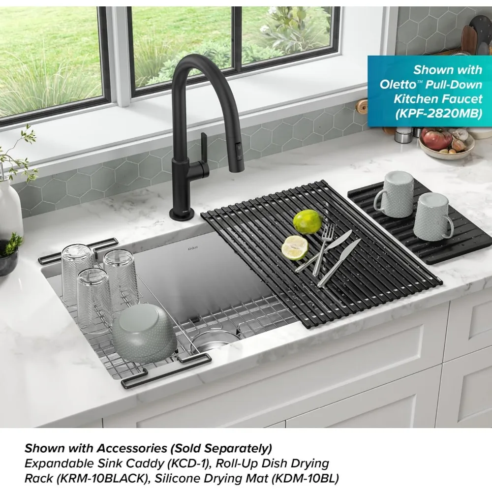 30 Inch Stainless Steel Kitchen Sink, Undermount Single Bowl 16 Gauge, Easy To Keep Clean and Not Prone, Easy To Drain