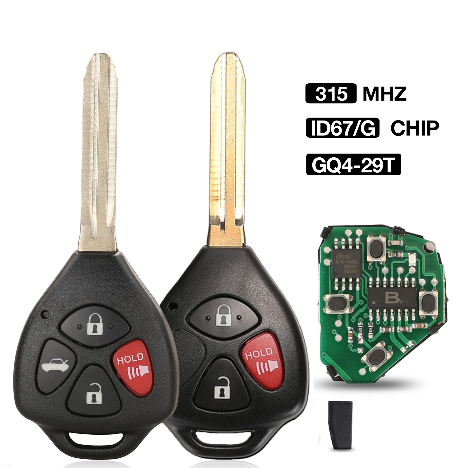 

jingyuqin 3/4 Buttons GQ4-29T Smart Car Key 314/315Mhz For Toyota Corolla Pontiac Matrix Transponder 4D67/G Chip Optional