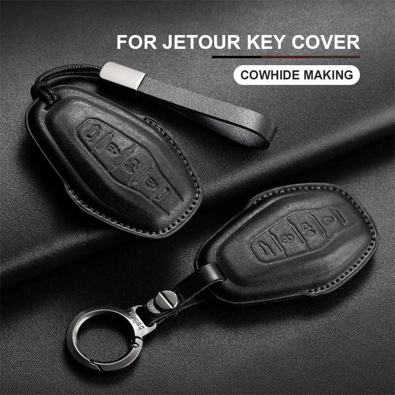 

New Leather Car Smart Remote Key Case Cover For Chery JETOUR X90 X70 X95 Plus X70plus X70m Key Protection Fob Keyring Keychain
