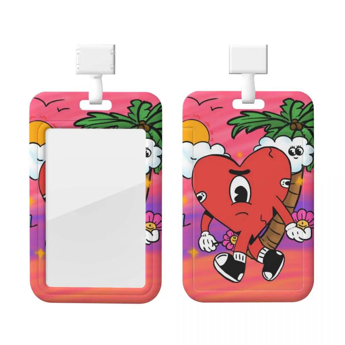 

Пользовательские Beach Heart Bad B-Bunny Держатели для кредитных карт Шейный ремешок Ремешок для удостоверения личности Держатель для карт Заводства Инженеров Держатель для карт