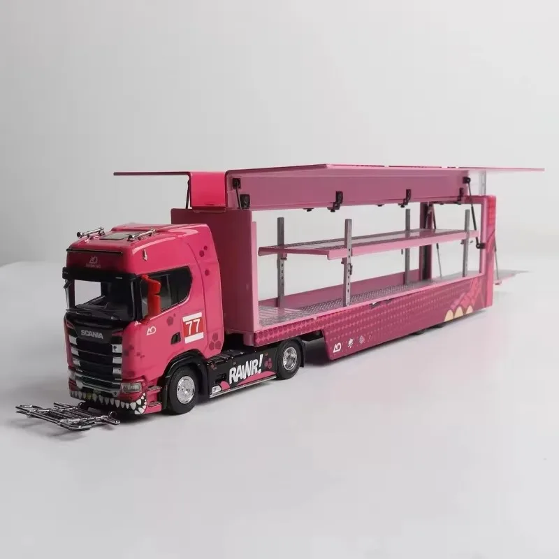 MAXWELL1:64 Scania S730 V8 Second Generation Dinosaur Double Decker Transport Container Die-Cast Alloy Car Model A Gift for Boy.