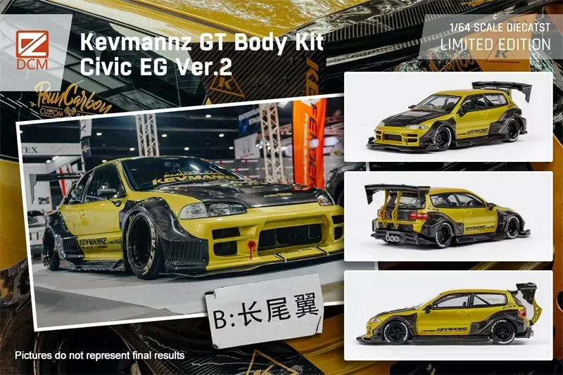 

(W przedsprzedaż) DCM 1:64 Kevmannz GT Body Kit EG6 Gold Carbon Diecast Model samochodu