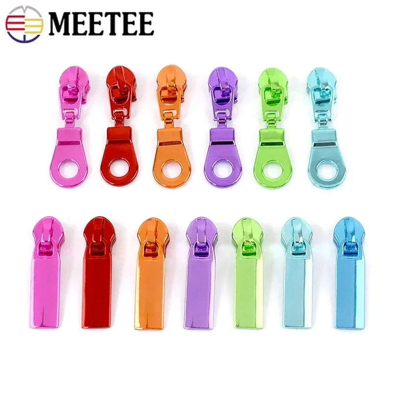 10/30Pcs Meetee 5# Rainbow Zipper Slider Puller for Nylon Zippers Pocket Decor Zip Head Repair DIY Bag Garment Sewing Accessory