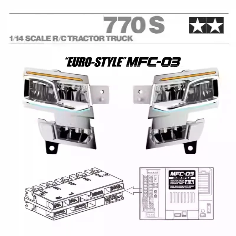 770S محاكاة 5 فولت نظام الإضاءة الأمامية مصباح ل 1/14 Tamiya RC سكانيا سكانيا 770S 8X4 56368 56371 MFC-03 M24 سيارة #3