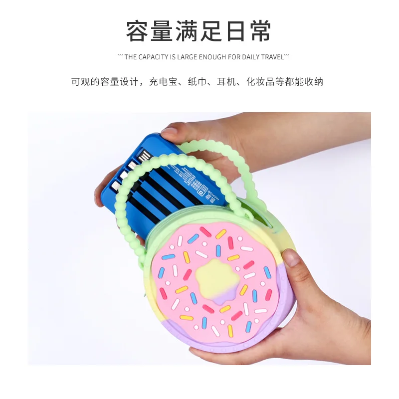 Donut Shoulder Bag Pops It Wallet Girl Sensory Fingertip Toy Silicone Cute Kawaii Kids Gift Bag Push