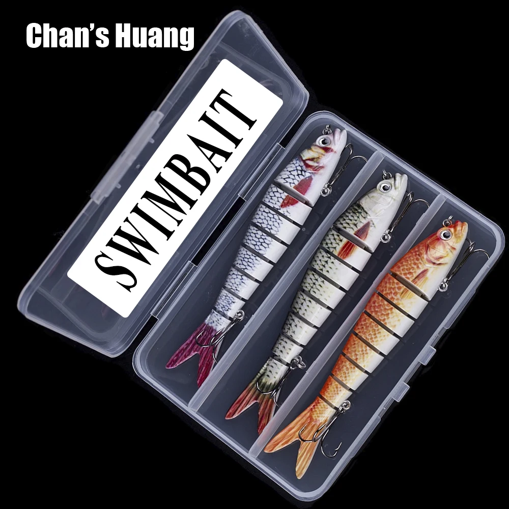 

Chan's Huang 3PCS / BOX Multi Jointed Swimbait Lifelike Artificial Hard Segment Bait Bass Trout Sinking Minnow Fishing Lures Set