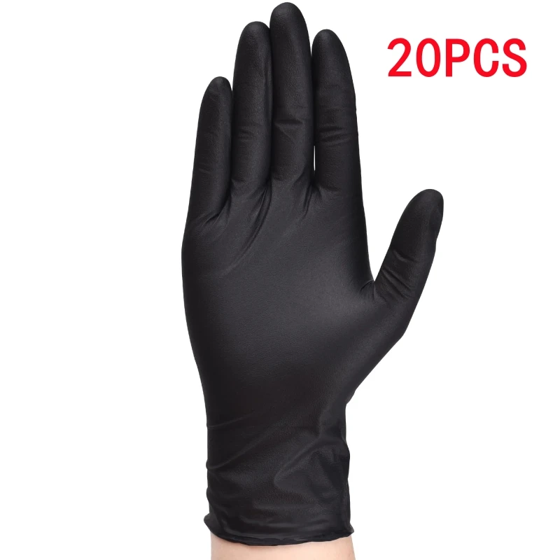 20 STKS Zwarte Wegwerp Nitril Handschoenen 4Mil Latex & Poedervrije Getextureerde Handschoenen Industriële Kwaliteit Monteur Auto Tattoo Handschoenen