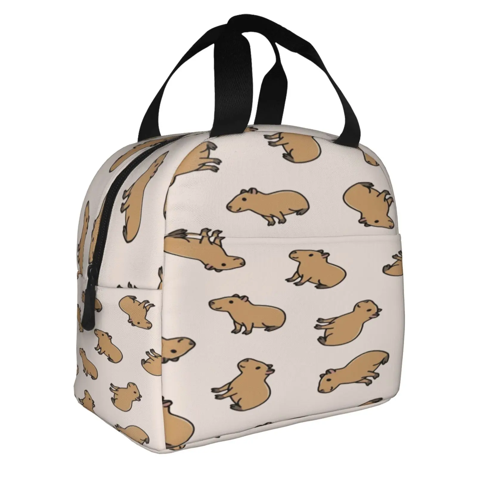 Cute Cartoon Capybara Print Lunch Bags Insulated Bento Box Lunch Tote Leakproof Picnic Bags Thermal Bag for Woman Girl School