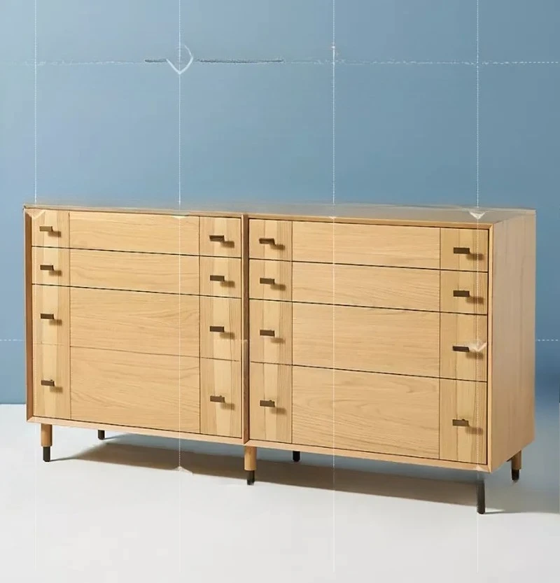 

A15 Nordic Solid Wood Chest of Drawers Dining Cabinet Mid-Ancient Retro Eight-Bucket Chest of Drawers Modern Minimalist Italian