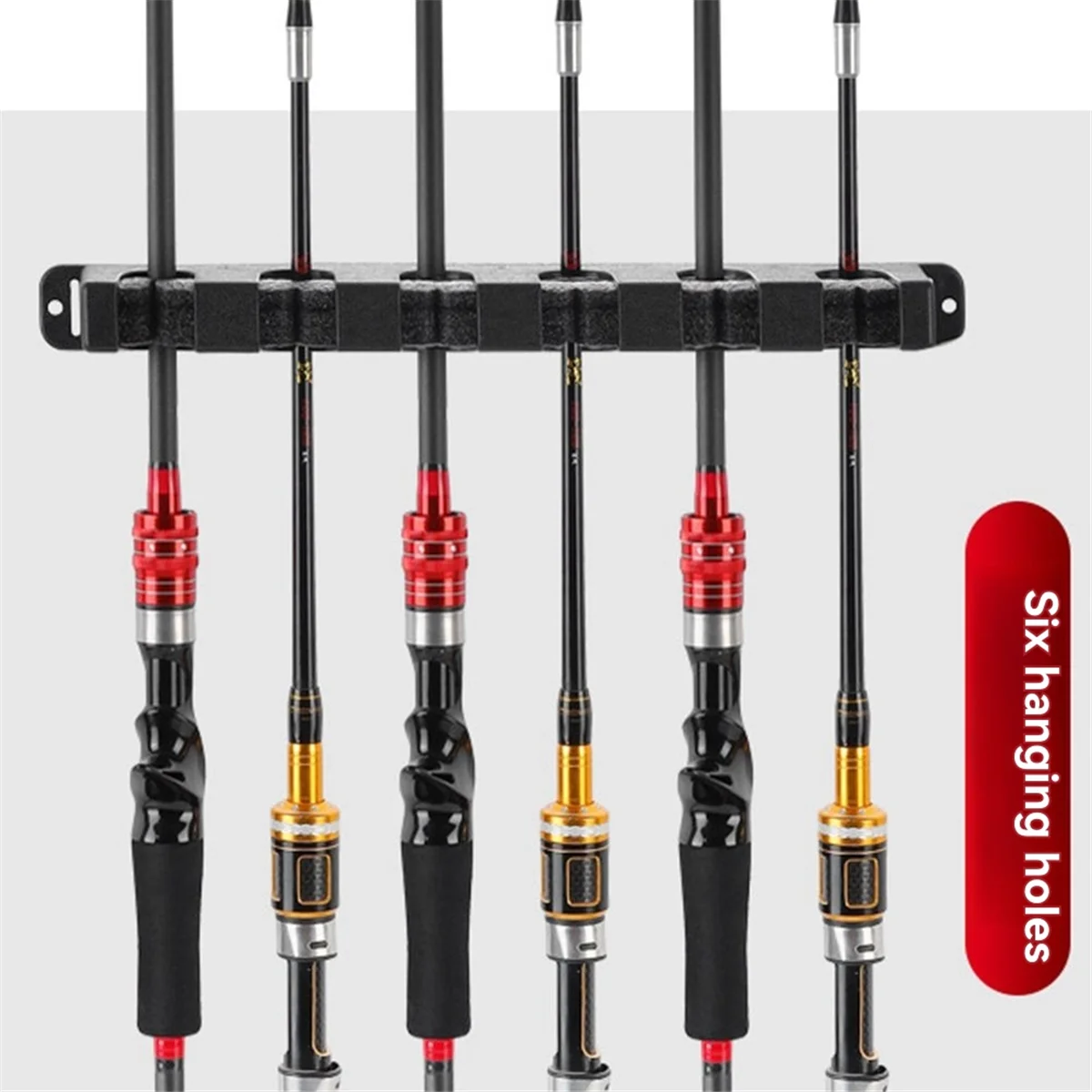 

N17R Vertical Fishing Rod Holders for Garage, Fishing Rod Holder, Wall Mounted Fishing Rod/Pole Rack,Holds Up to 6 Rods Black