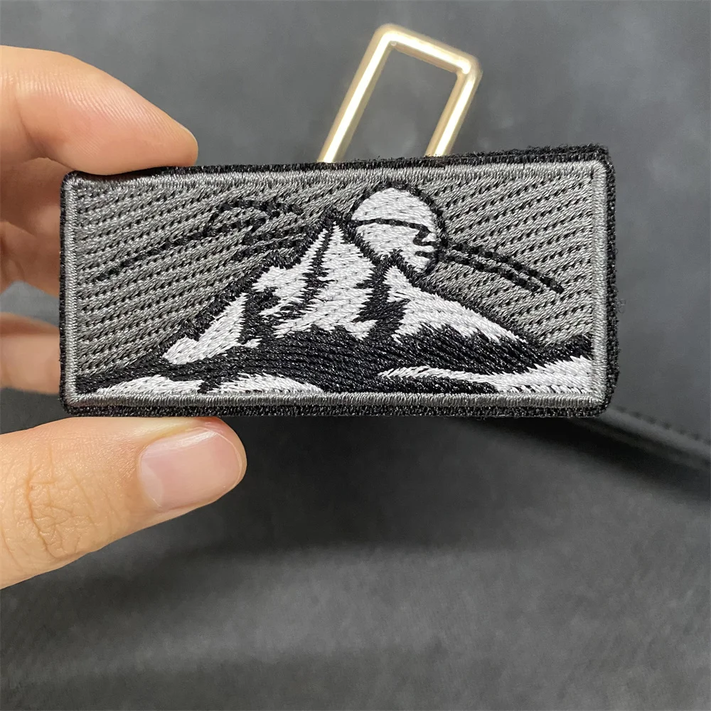 Siberian Mountains Embroidered Patches for Clothing Tactical Backpack Morale Badge Sticker Armband Hook and Loop