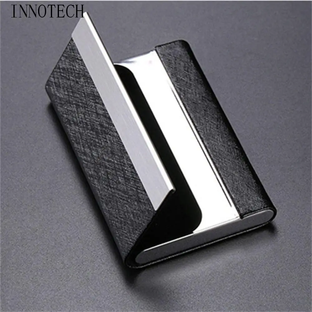 

PU Leather Business Card Case Magnetic Buckle Stainless Steel Name Card Holder Metal Multicolor ID Case Wallet Credit Card
