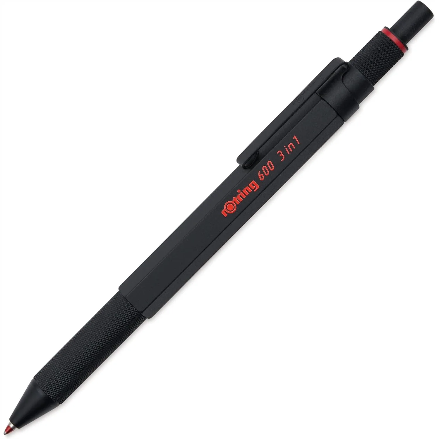 

3-in-1 Multicolor Pen and Mechanical Pencil, Switches Between 2 Ballpoint Pen Tips (Black and Red) and 0.5mm Pencil, Hexagonal