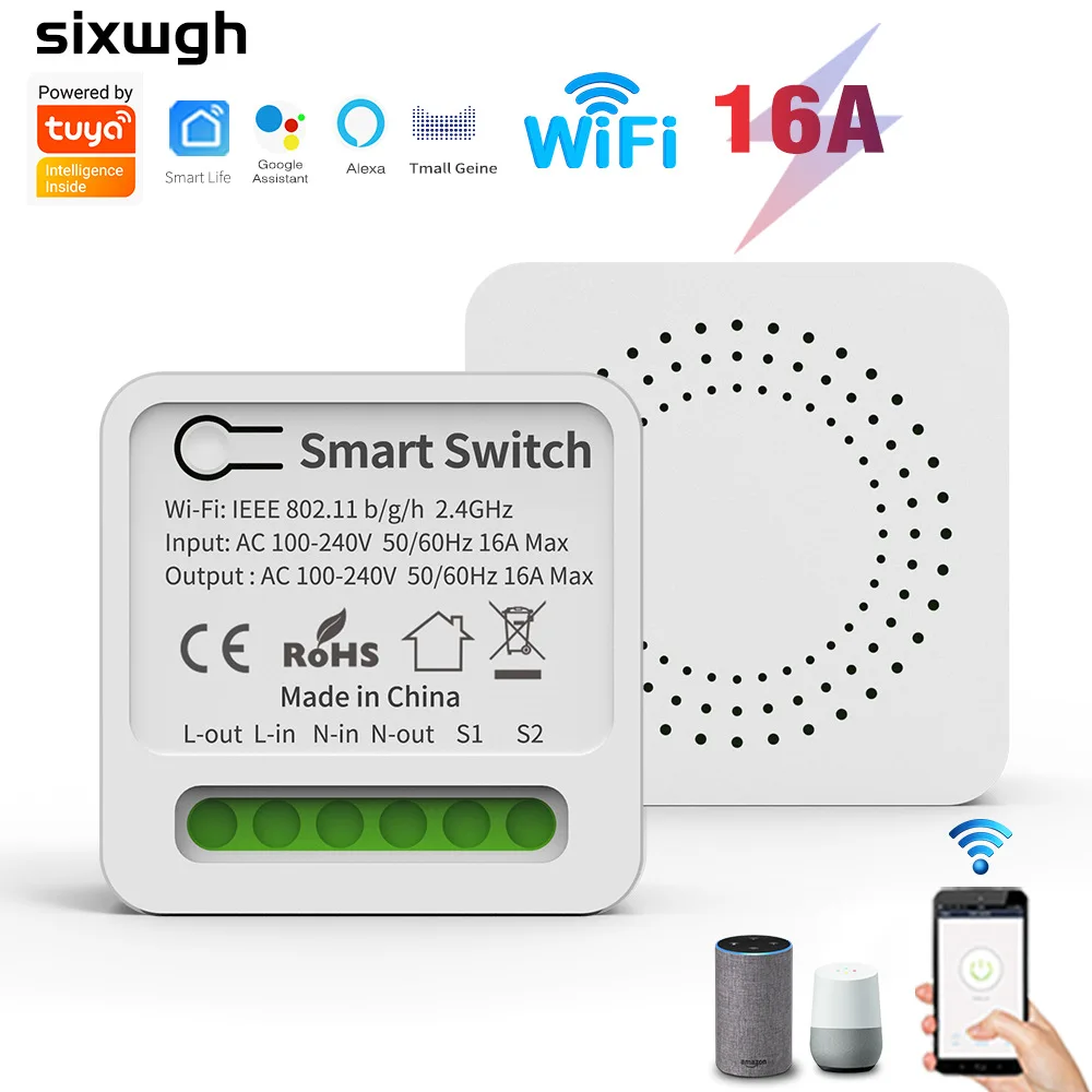 5 قطع Tuya WiFi Smart Cassette Breaker APP & Alexa Voice Remote Control مفتاح قاطع الدائرة الخاص
