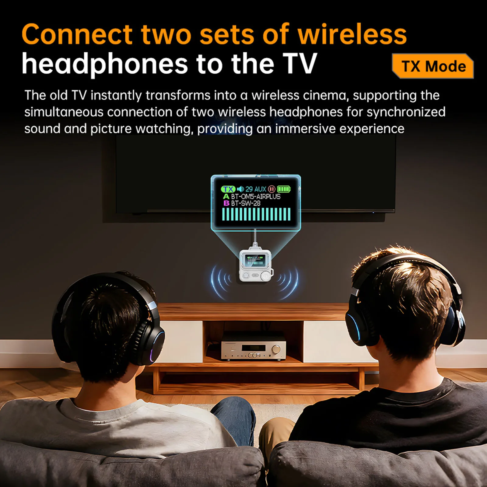 3.5mm AUX Wireless Audio Adapters with HD LED Screen 2-in-1 Wireless Converter Portable BT Audio Adapter for TV/PC/Airplane
