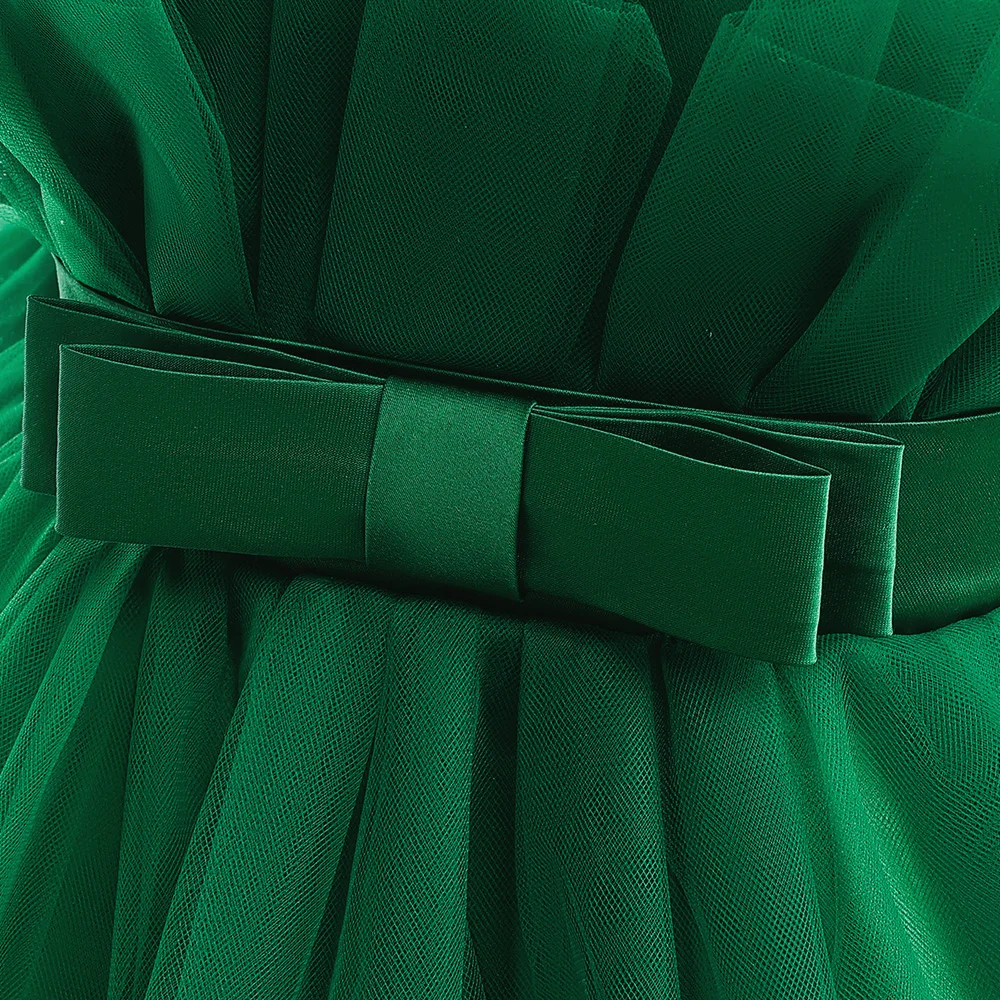 Mädchen Festkleid mit Schleppe Elegantes Tüll-Hochzeitskleid 2-8 Jahre Schleife Geburtstag Brautjungfern Prinzessinnenkleid Abendkleid Kinderkleidung – Detail 40