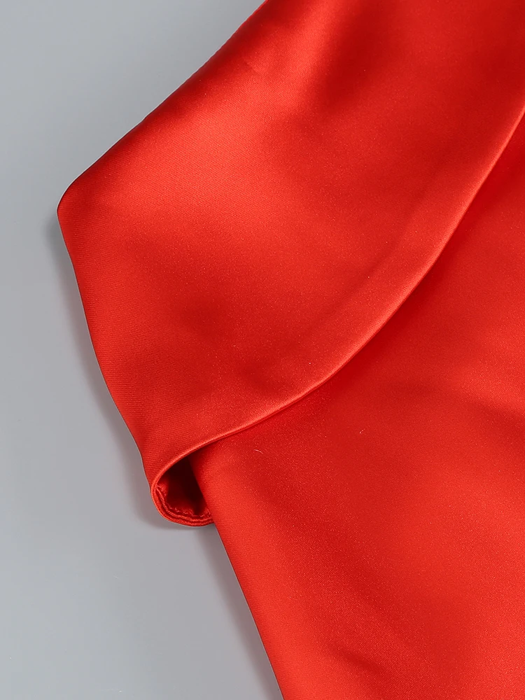 Rotes Patchwork-Diamant-V-Ausschnitt, ärmellos, hohe Taille, langes Kleid, Ausschnitt, Mesh-Pailletten, geteilt, schlankes Abend-Party-Kleid