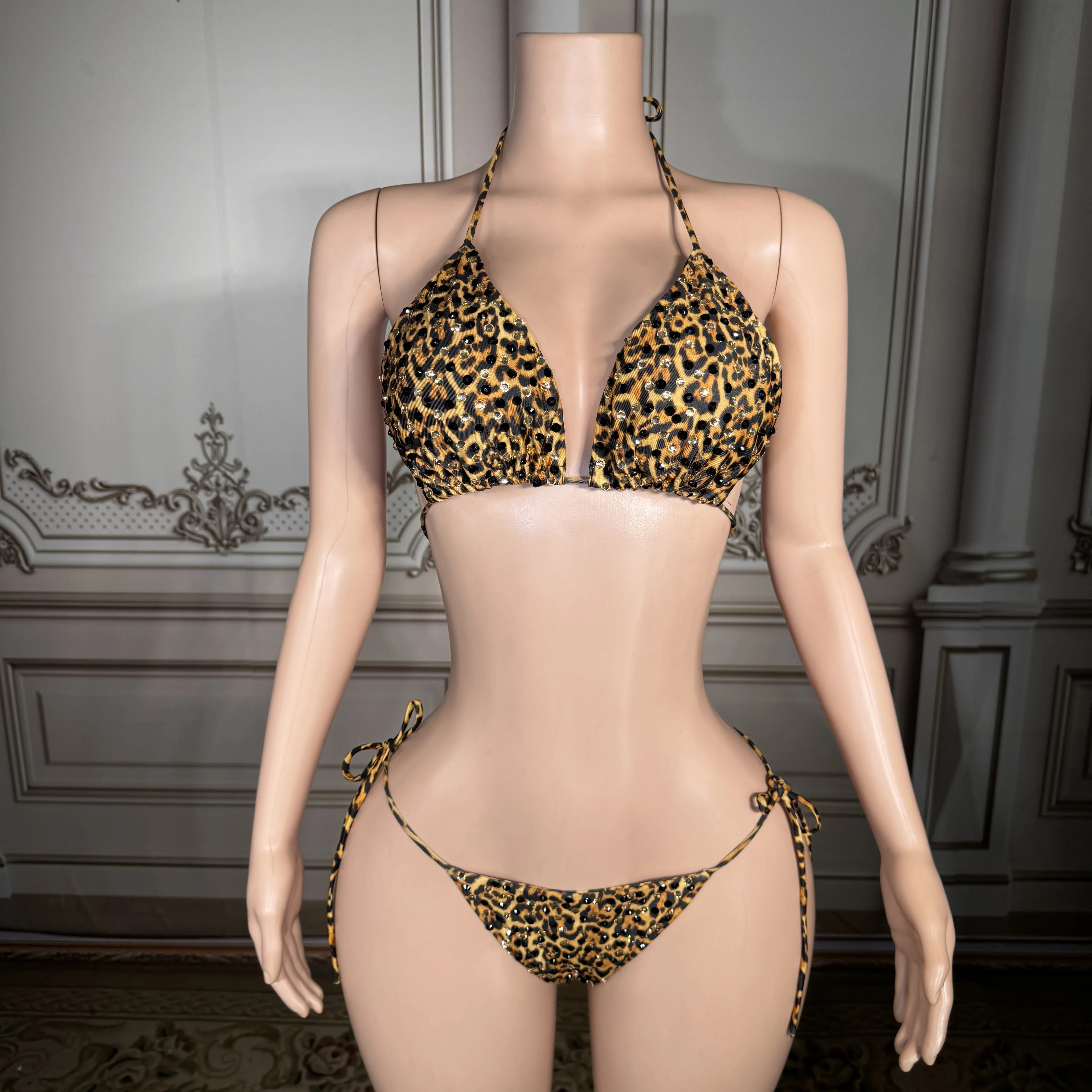 

Элитный комплект бикини ZD Luxury Fierce Leopard: женский сексуальный треугольный топ с завязками и боковыми завязками, летний пляжный наряд