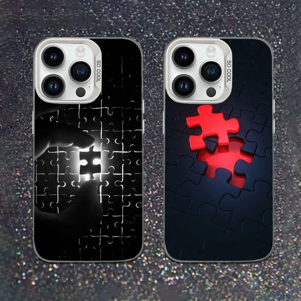 

Art Puzzle Interesting Phone Case For iPhone 16,15,14,13,12,11,Mini,Pro,XS,SE,MAX White Matte Shockproof Cover