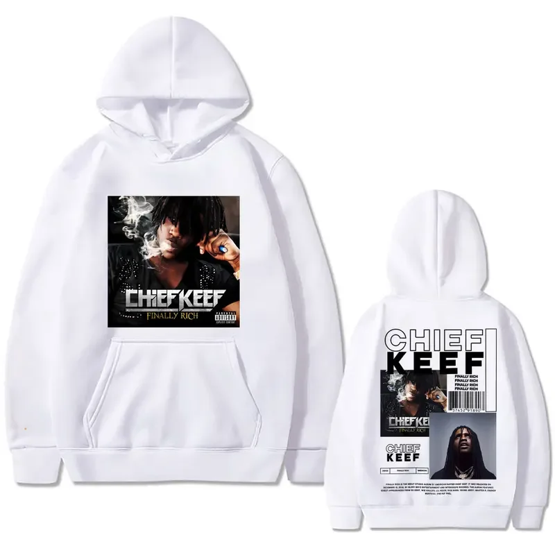 Rapper Chief Keef Men Hip Hop Vintage Street Hoodie Finally Rich Print Sweatshirt Men's Fashion Long Sleeve Oversized Hoodies