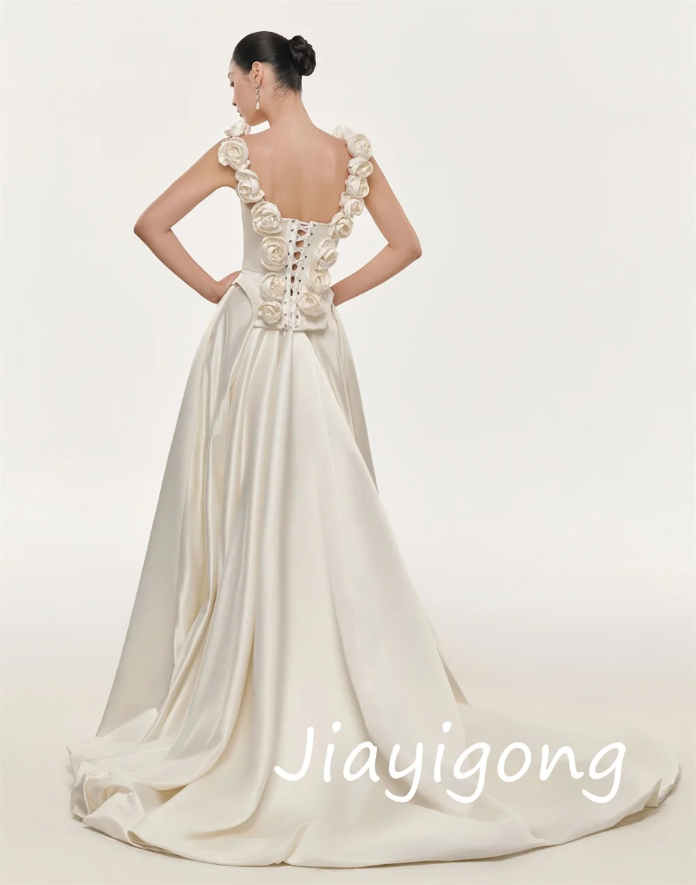 Customized Fashion Charmeuse Flower Pleat A-line Sweetheart Long Dresses Bespoke Occasion High Quality