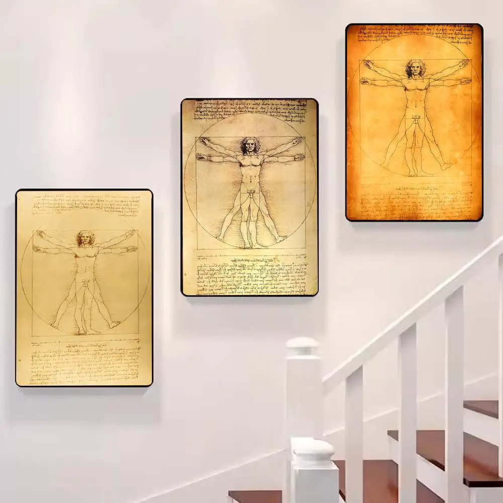 رجل فيتروفيان ليوناردو دافنشي اللوحة الخط قماش المشارك: تجعد الحرة مقاوم للماء دائم جميع الفضاء جدار ديكور #3