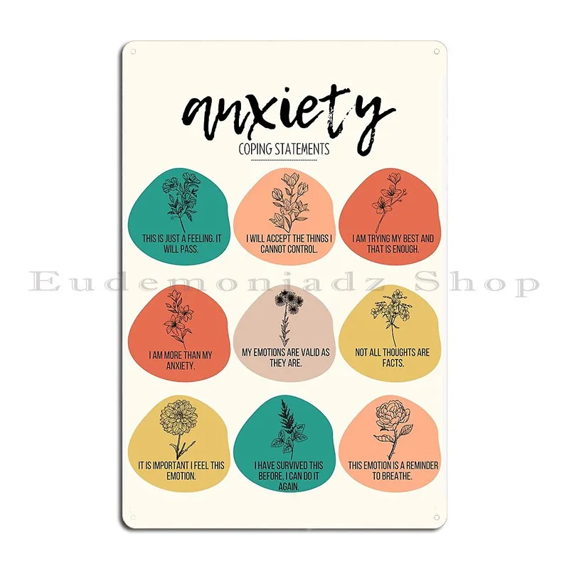 Anxiety Coping Skill Statements For Mental Health Metal Plaque Poster Plaques Cinema Party Create Customize Tin Sign Poster