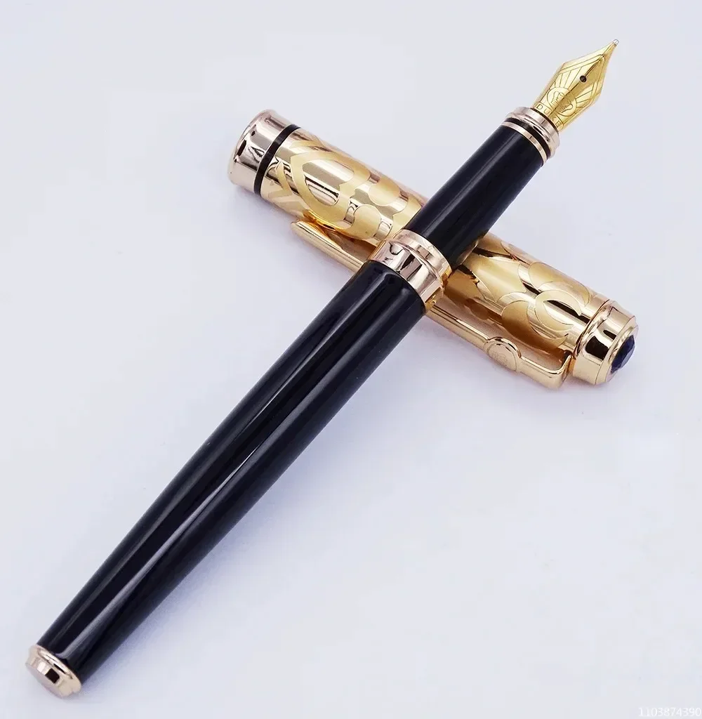 

Duke Noble Sapphire Fountain Pen F Nib Retractable with Gold/Black Clip Ink Converter Pen Business Office School Supplies Pens