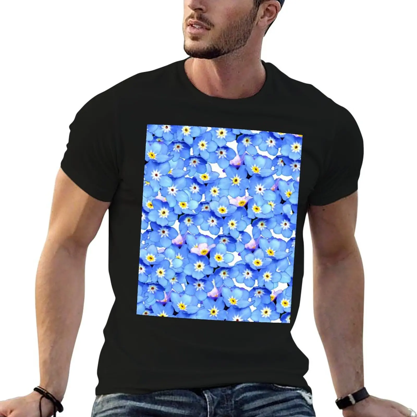 Forget-Me-Not Flowers T-Shirt Blouse anime stuff plus size clothes graphic tee shirt designer t shirt men