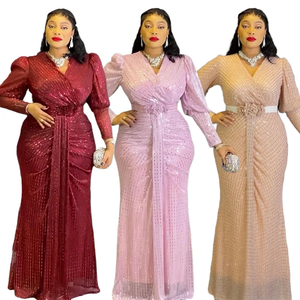 

Elegant African Dresses for Women 2025 New Africa Clothing Plus Size Turkey Wedding Party Long Dress Dashiki Ankara Outfits Robe