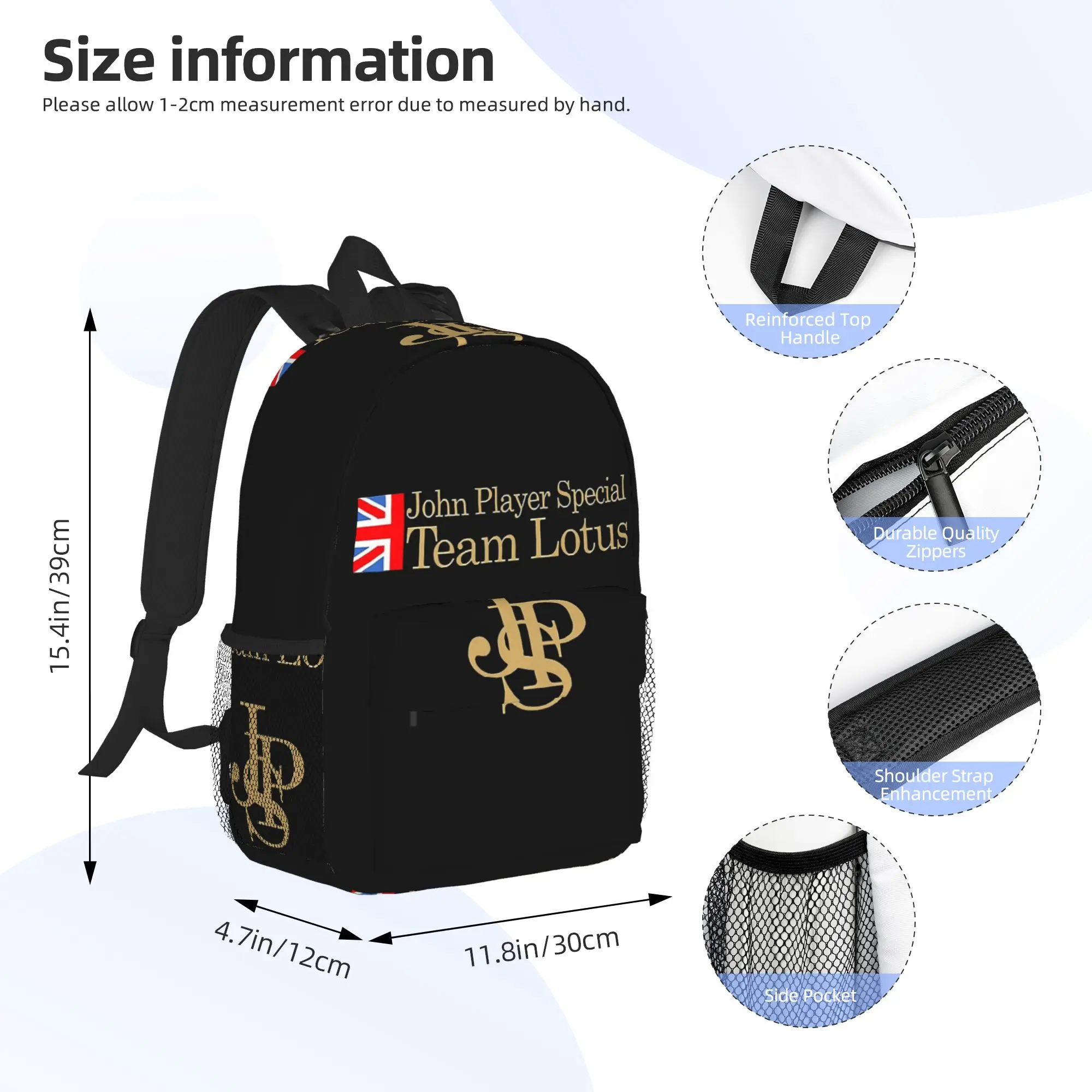 JPS John Player Special Backpack Hot Sale Daypack Large Capacity Boys Girls BookBag Shoulder Bags for Men Women School Bag