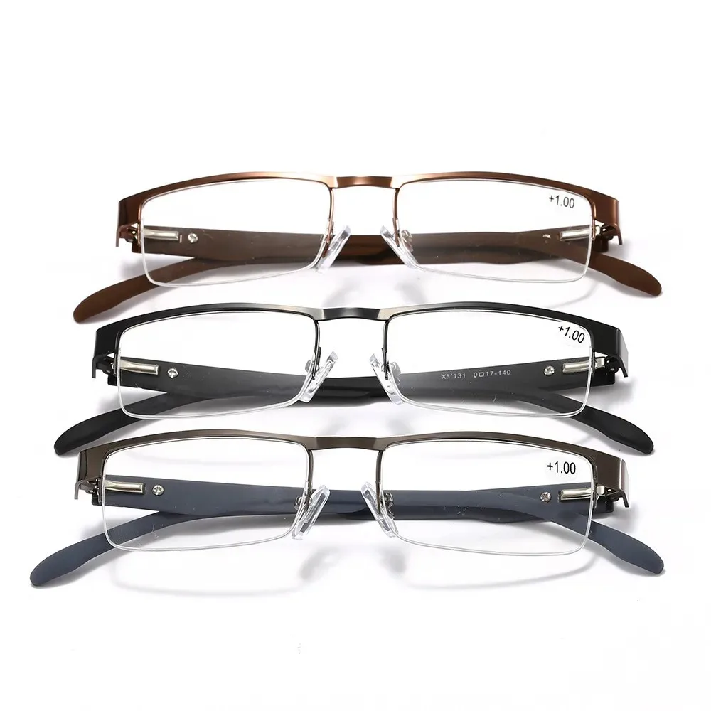 Halbrahmen Lesebrille Herren Business Halbrandlose optische Metallbrille Presbyopie Brillen – Detail 4