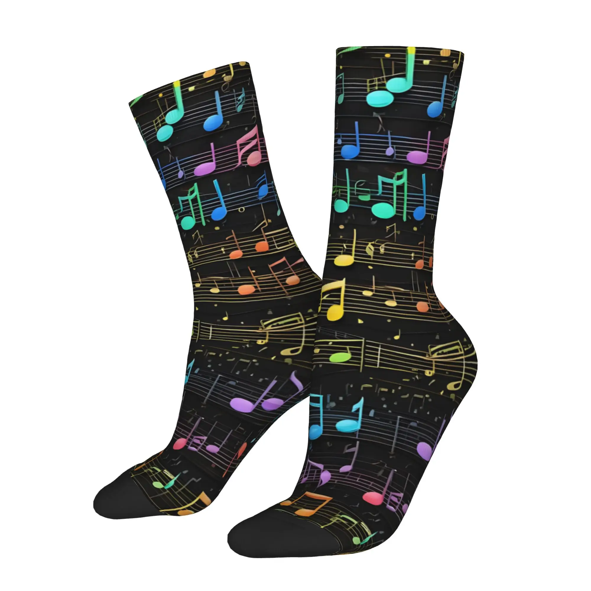 

Running Socks Vintage Black & White Music Note Desgin Crazy Socks Unisex customized items Seamless Printed Funny Crew Sock