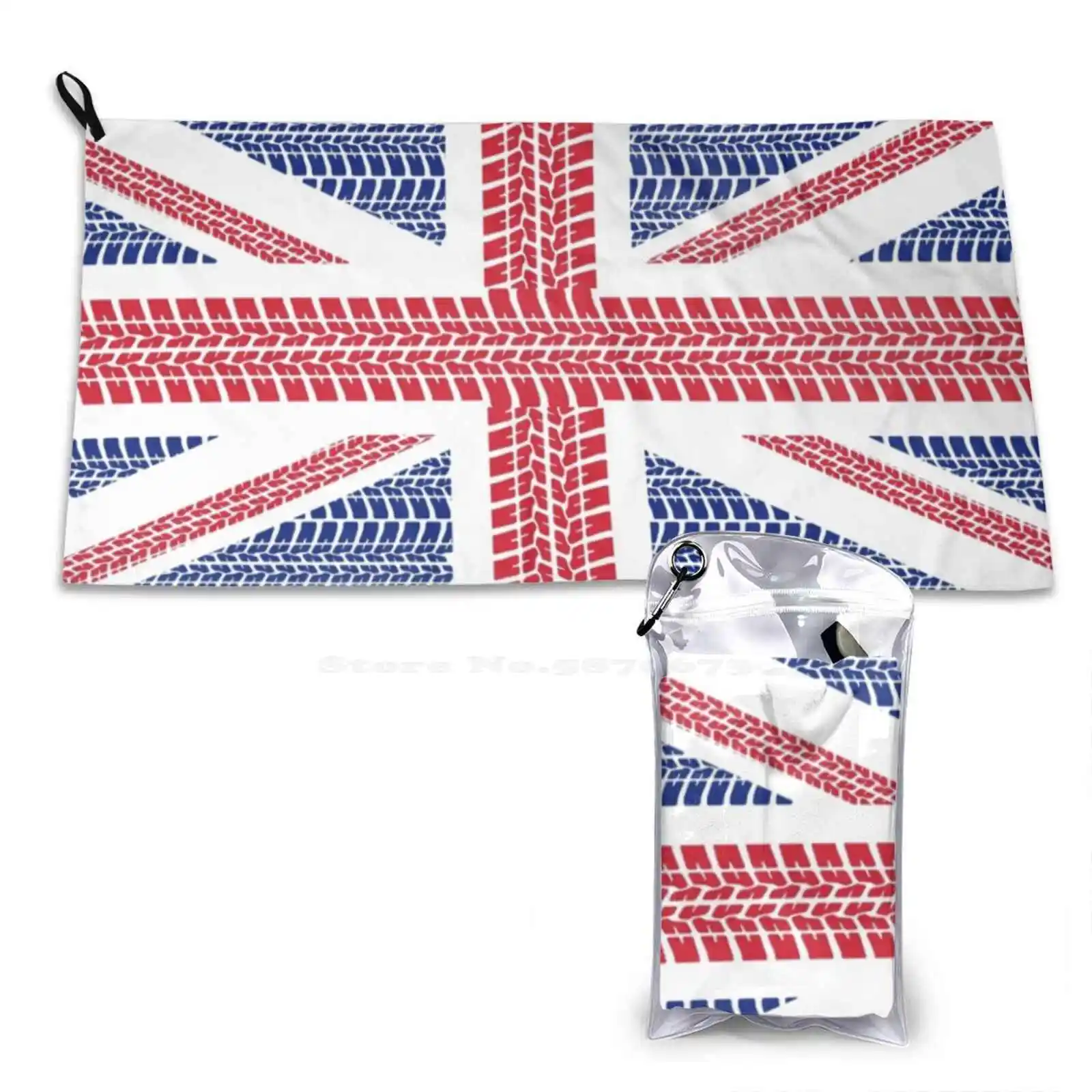 Tire Track Union Jack British Flag Personalized Soft Towel Home Outdoor Just British Cars Tire Tread Automobile Union Jack Flag