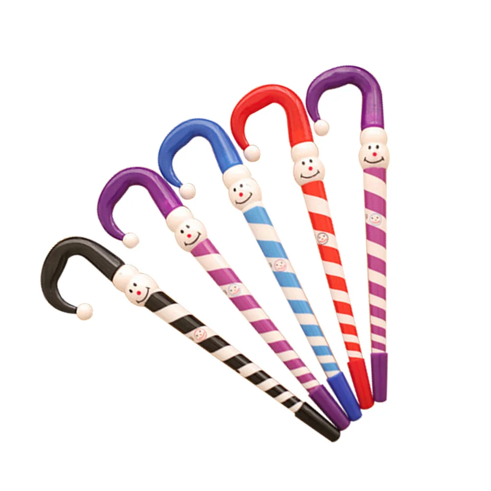 5Pcs 크리스마스 테마 젤 펜 눈사람 우산 디자인 05mm 블루 유성 펜 친구 학교 사무실 선물 볼펜