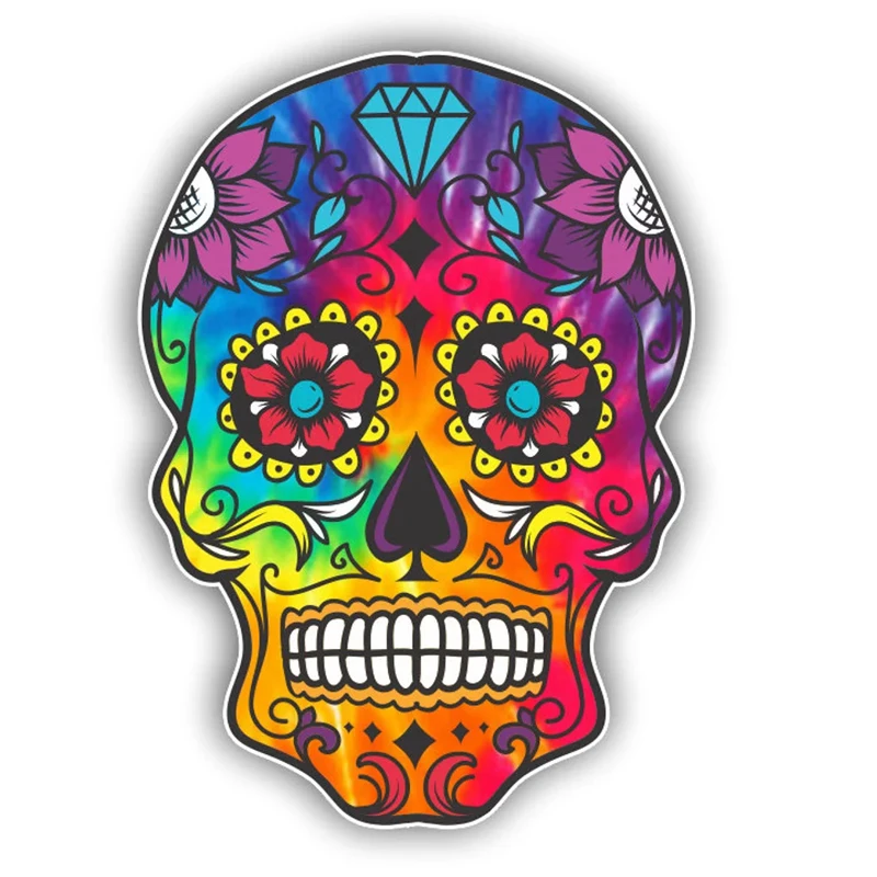 

Y482# Car Sticker Color Sugar Skull Mexican Day of The Dead Stickers Waterproof SunscreenPVC for Notebook Car Accessories