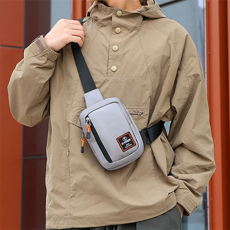 Messenger Sling Bags For Men Casual Oxford Small Zipper Crossbody Pouch Simple Mini Crossbody Phone Bag Male Side Shoulder Bag