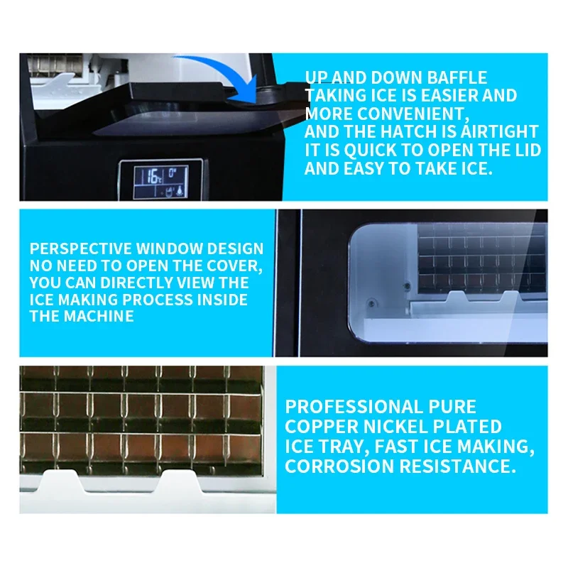 24H 아이스 아웃: 40KG 아이스 메이커 상업용 밀크티 숍, 소형 및 대형 바, 자동 큐브 제빙기 HZB-40F/A