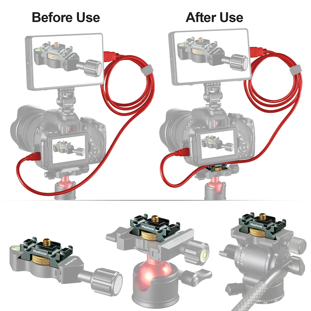 ARCA Tether Cable Clamp Block DSLR Camera Digital Lock Clip Protector Tools Mount to Tripod Quick Release Plate Tethering Cables