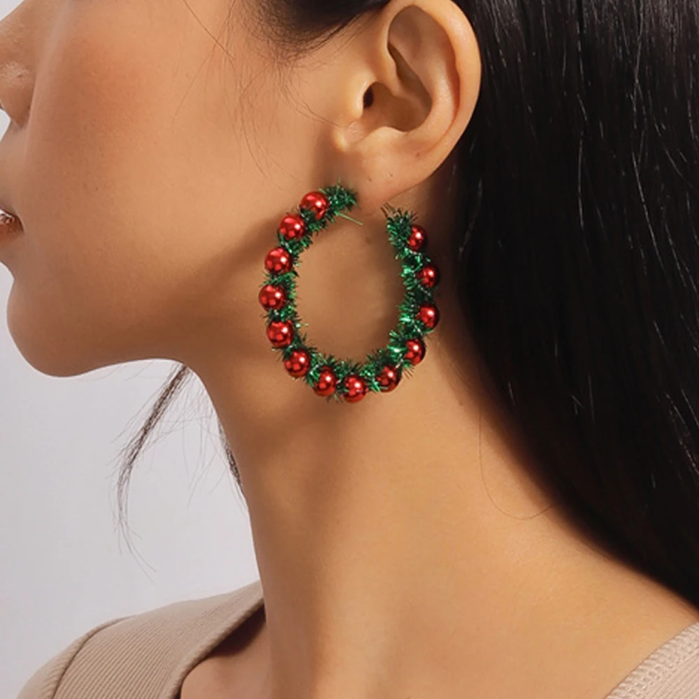 Leslie Bestseller Weihnachtskranz-Ohrringe für Damen, modischer Weihnachtsschmuck, Geschenke zum Glücklichen Neujahr – Detail 7